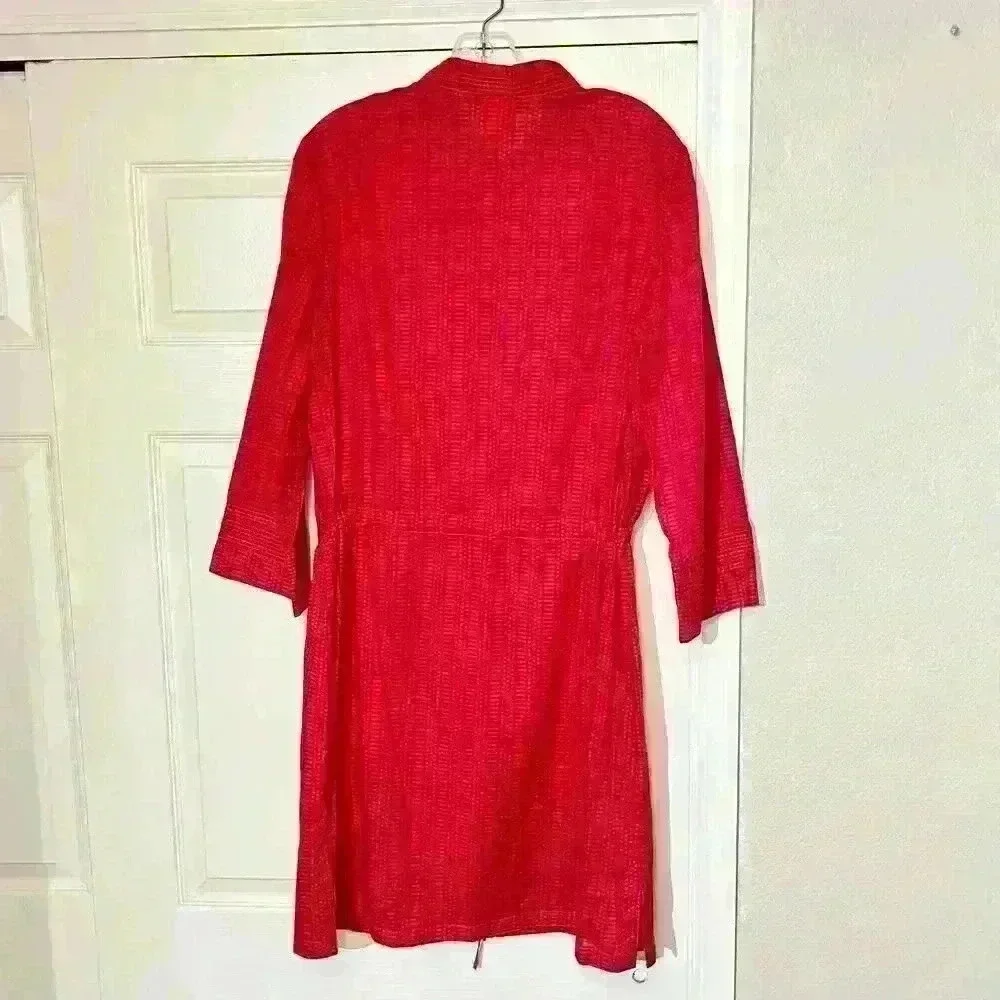 Tory Burch Womens Tunic Dress Tie-Waist Hook Front Cover Up Beach Summer Large